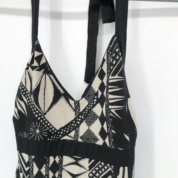 Patagonia Iliana Halter Dress Sz XS Built in Bra Organic Cotton Geometric Black - Picture 3 of 7